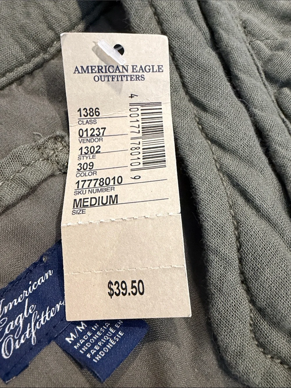 American Eagle Outfitters Quilted Olive Green Button Front Vest